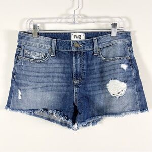 Paige Women's Daryn Short Size 29 Distressed Denim Shorts Festival Coachella